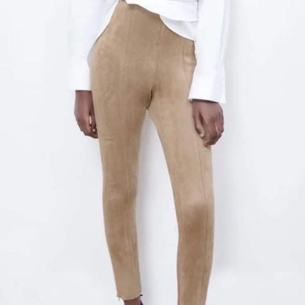 Zara tan faux suede leggings